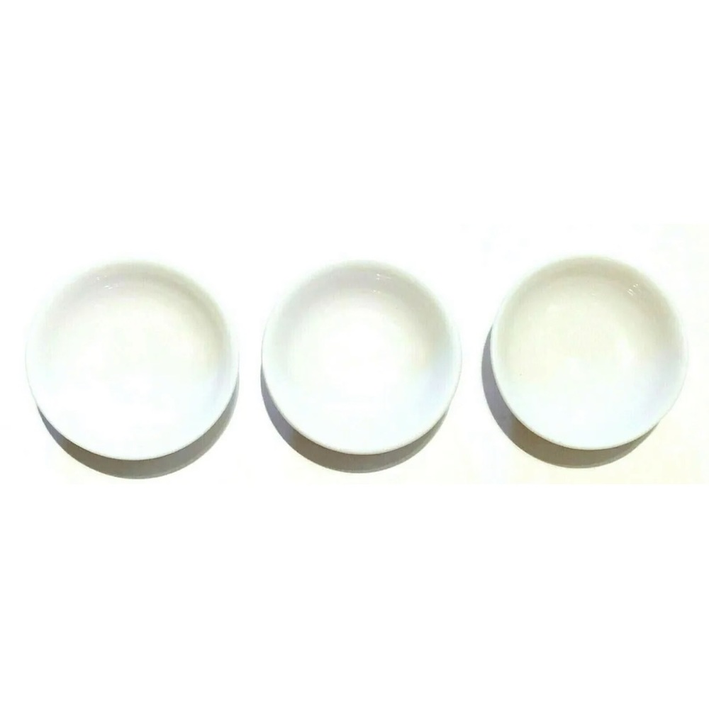 White Ceramic Small Dipping Bowls Set of 3 Sauce Sushi Soy Oil Ketchup Wasabi